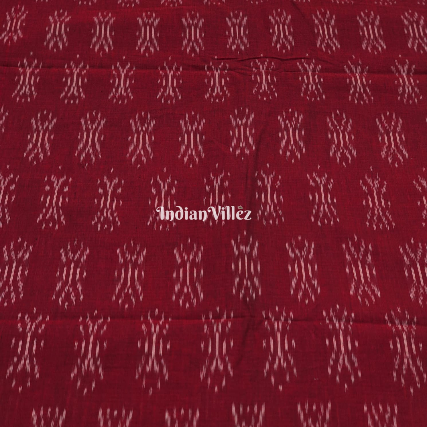 Marron Handwoven Cotton Pochampally Ikat Fabric