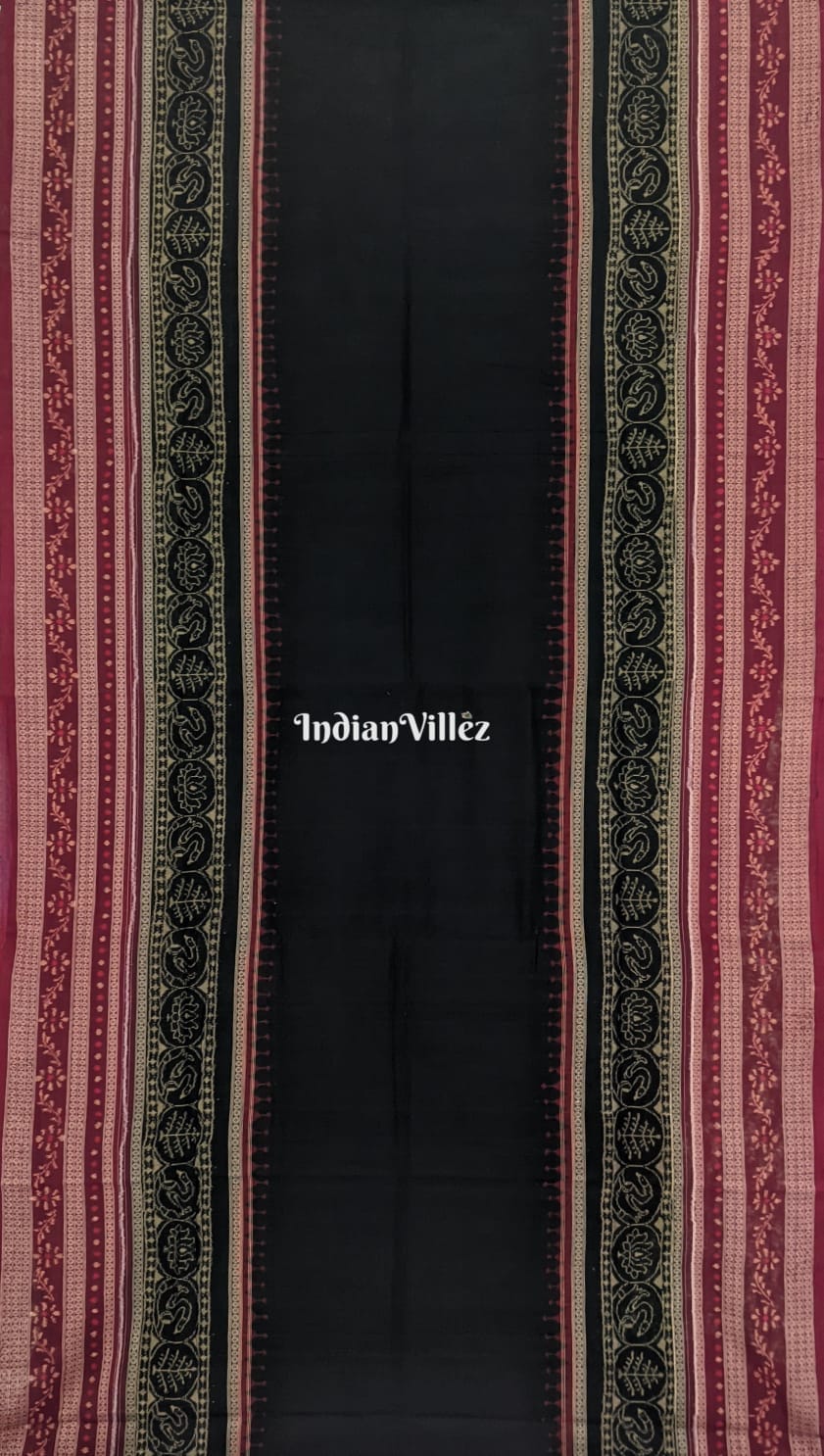 Exclusive Black Maroon Odisha Ikat Sambalpuri Cotton Saree