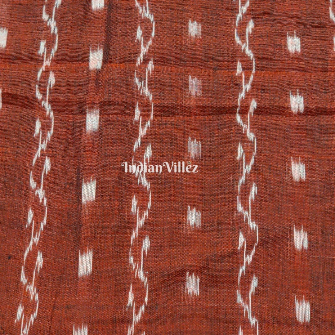 Brown Tipa Design Sambalpuri Ikat Cotton Fabric