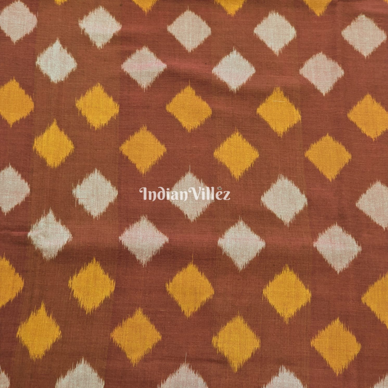 Rust Odisha Ikat Sambalpuri Cotton Fabric