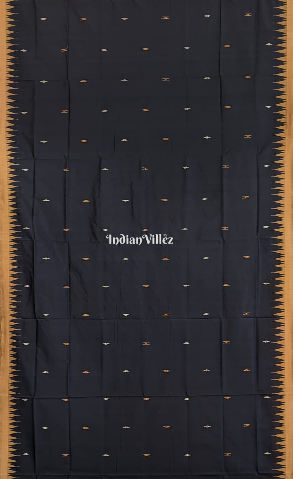 Black Golden Odisha Handloom Sambalpuri Ikat Silk Saree