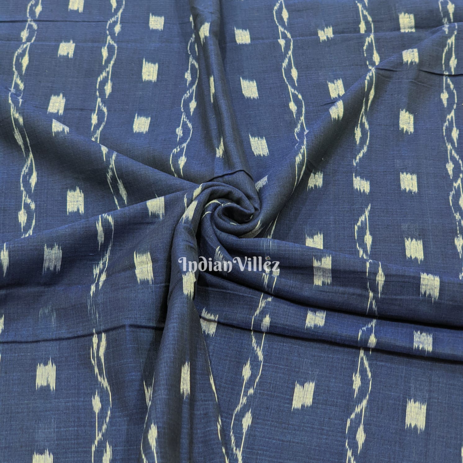 Blue Tipa Design Sambalpuri Ikat Cotton Fabric