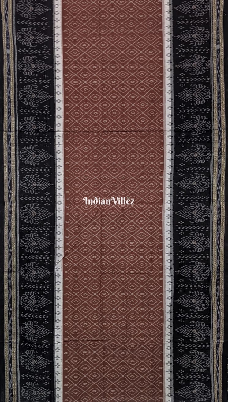 Black Taupe Color Odisha Ikat Sambalpuri Cotton Saree