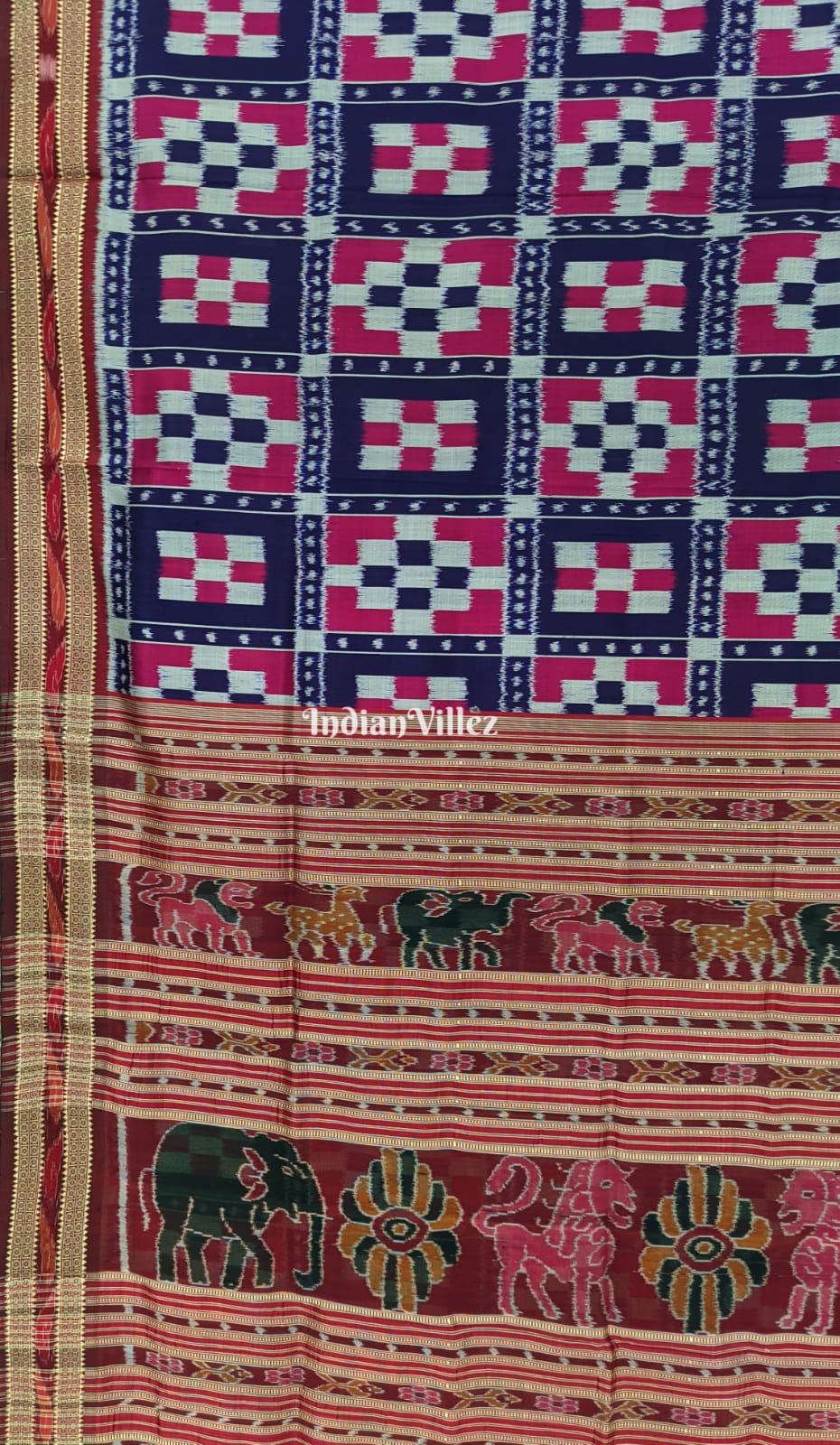 Blue Body Pasapalli Odisha Handloom Khandua Silk Saree