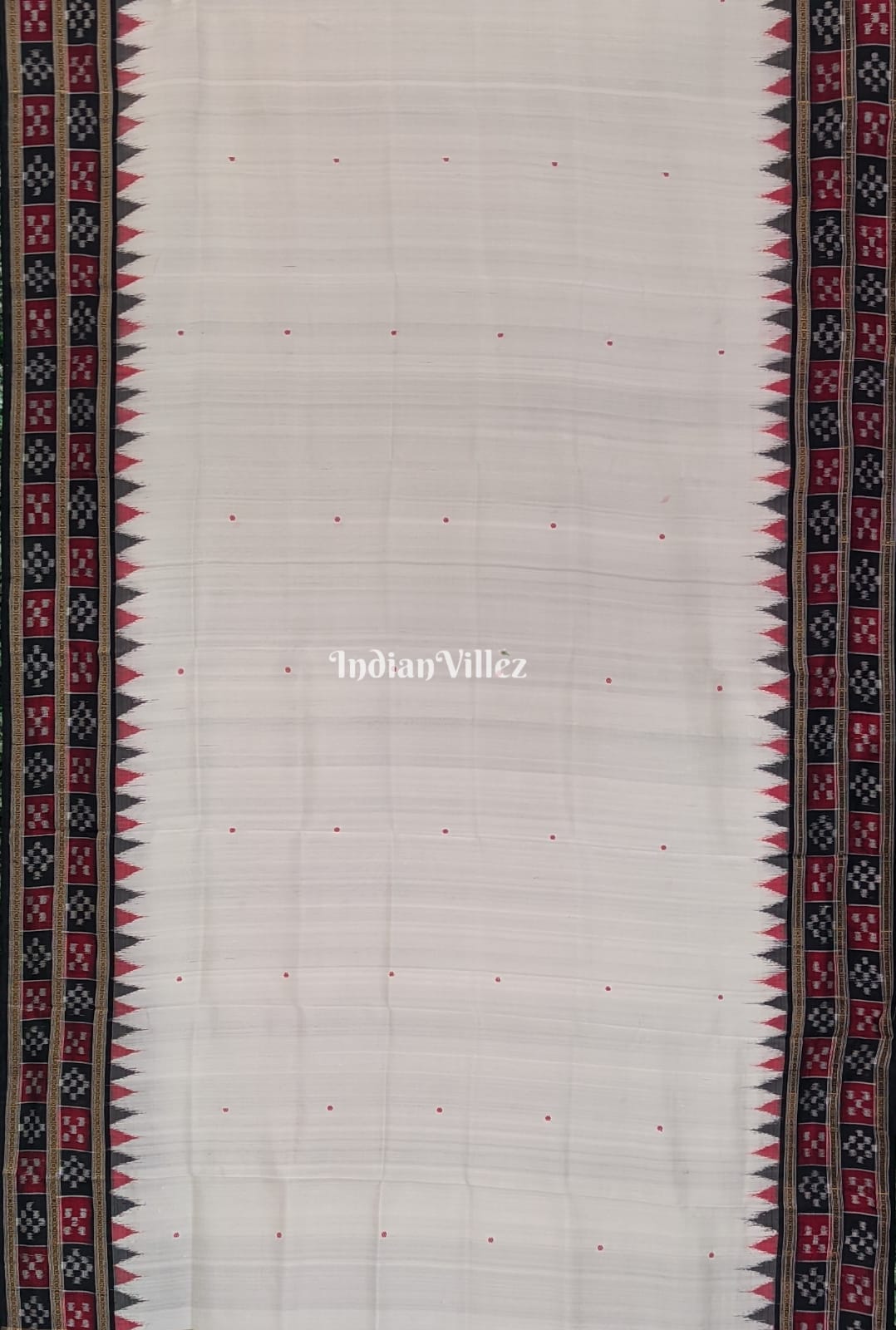 Milk White Double Border Pasapali Khandua Silk Saree