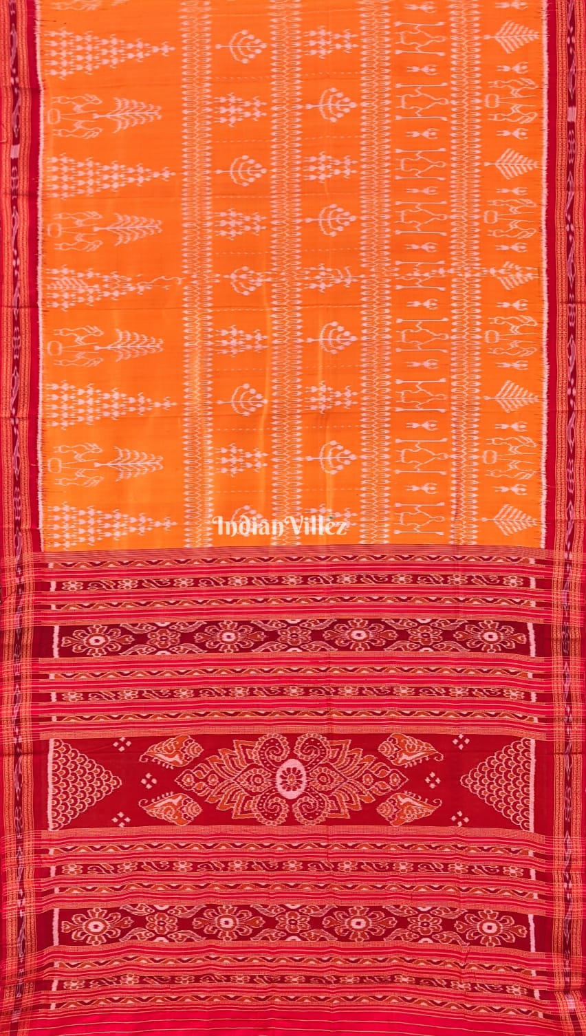 Mustard Yellow Tribal Theme Odisha Ikat Khandua Silk Saree
