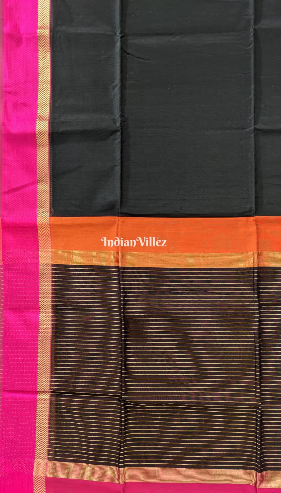 Black Maheshwari Handloom Saree