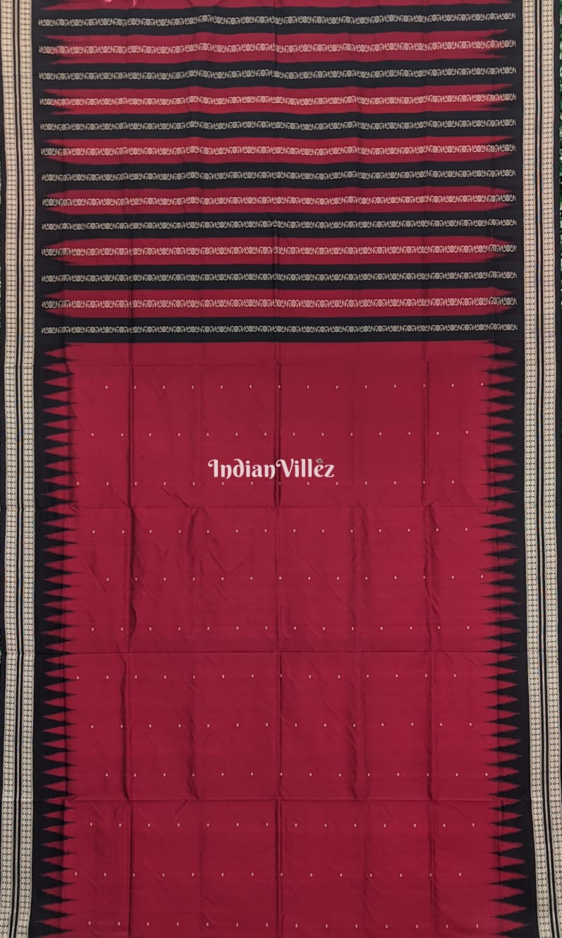 Maroon Potli Design Odisha Ikat Bomkai Silk Saree