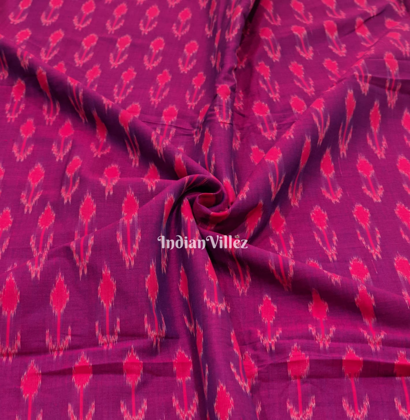 Purple Handwoven Cotton Pochampally Ikat Fabric