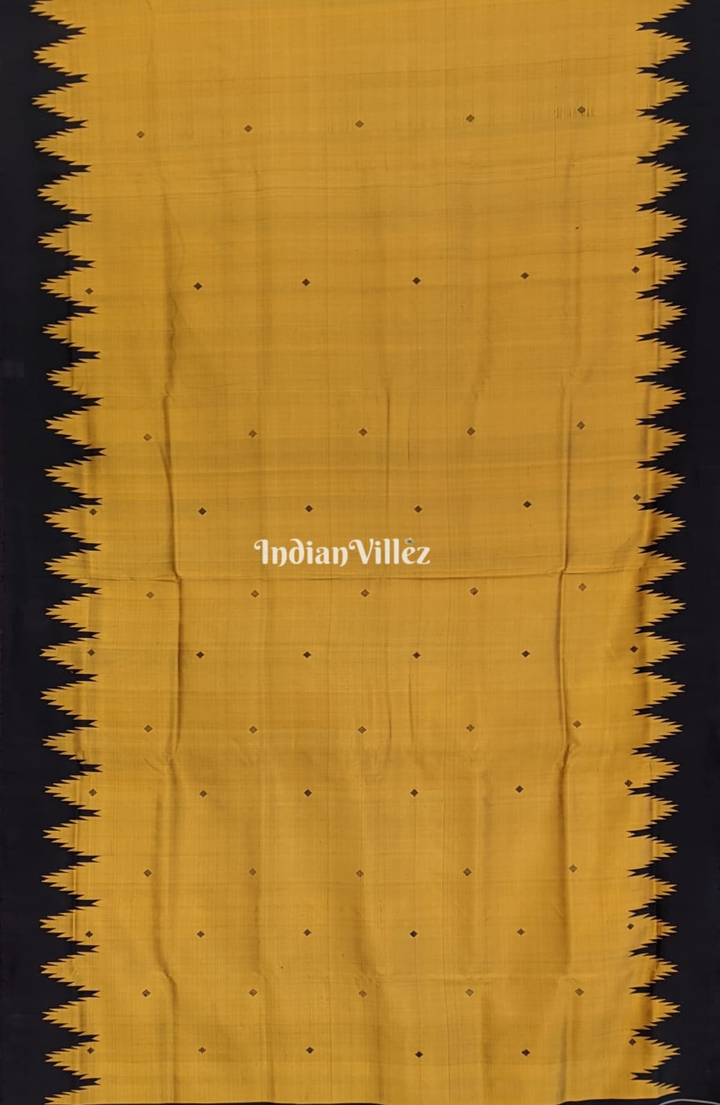 Golden Berhampuri with Black Double Palla Handloom Silk Saree