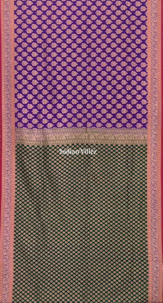 Blue Green Banarasi Handloom Silk Saree