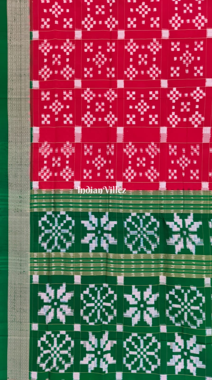 Red Green Body Pasapali Sambalpuri Silk Saree