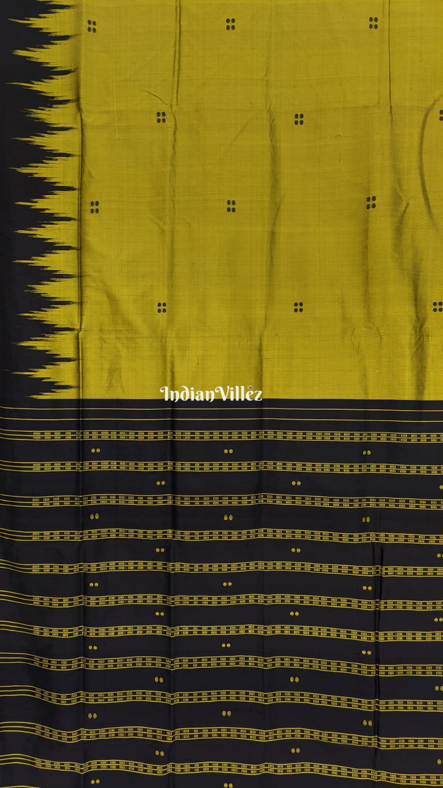 Mehndi Green with Black Kumbha Sambalpuri Ikat Silk Saree