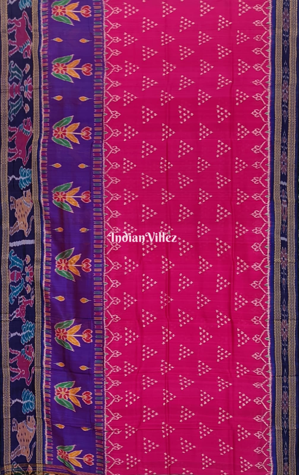 Pink Jhoti with Tribal Anchal Odisha Handloom Khandua Silk Saree