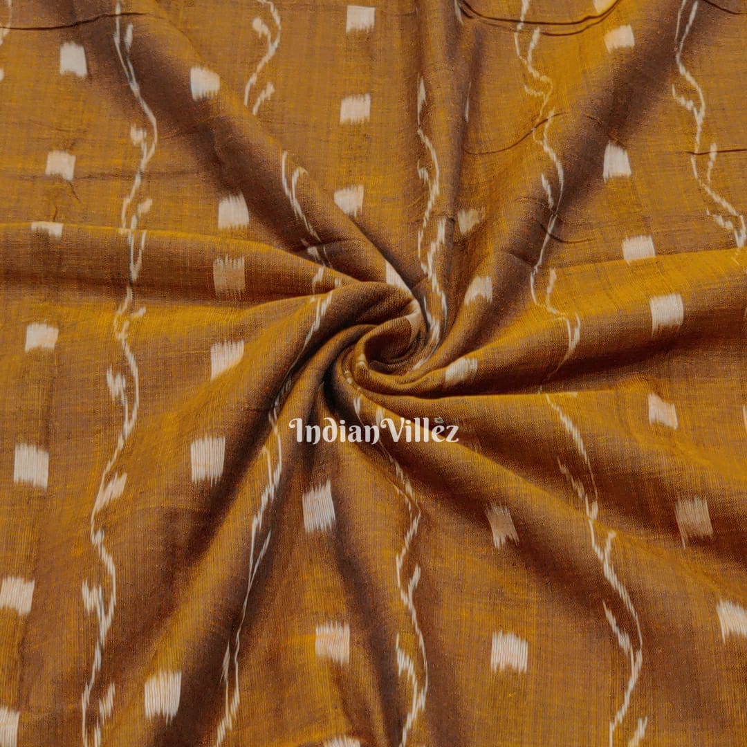 Golden Tipa Design Sambalpuri Odisha Ikat Cotton Fabric
