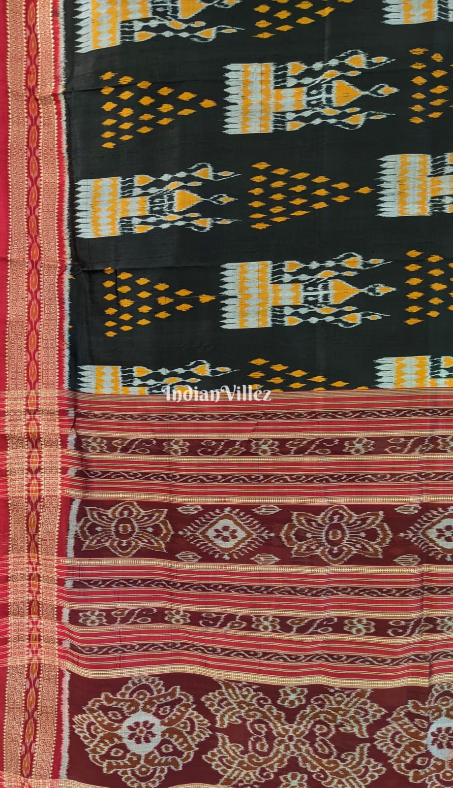 Black Tribal Jhoti Odisha Handloom Khandua Silk Saree
