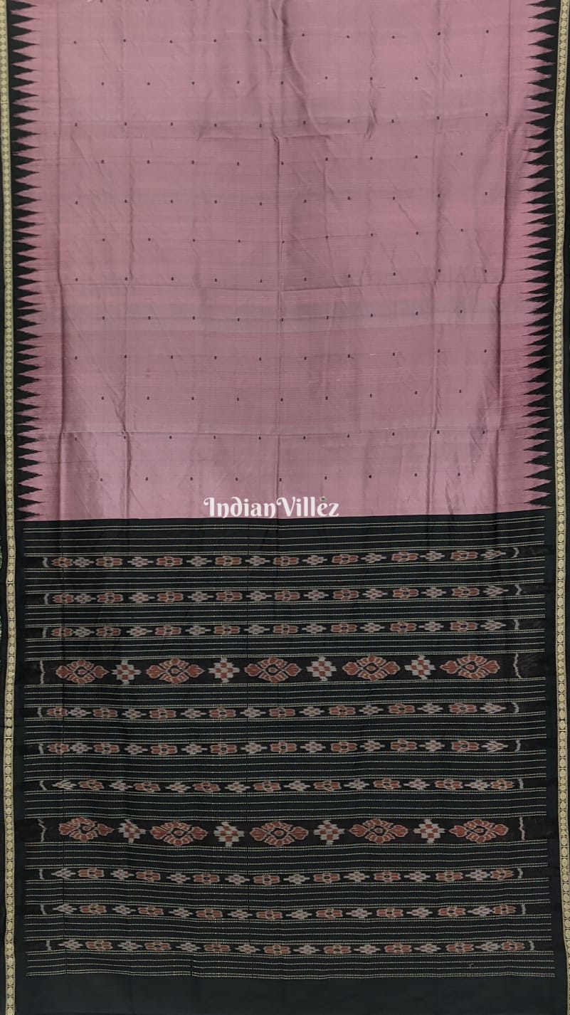 Mauve Black Odisha Ikat Bomkai Silk Saree
