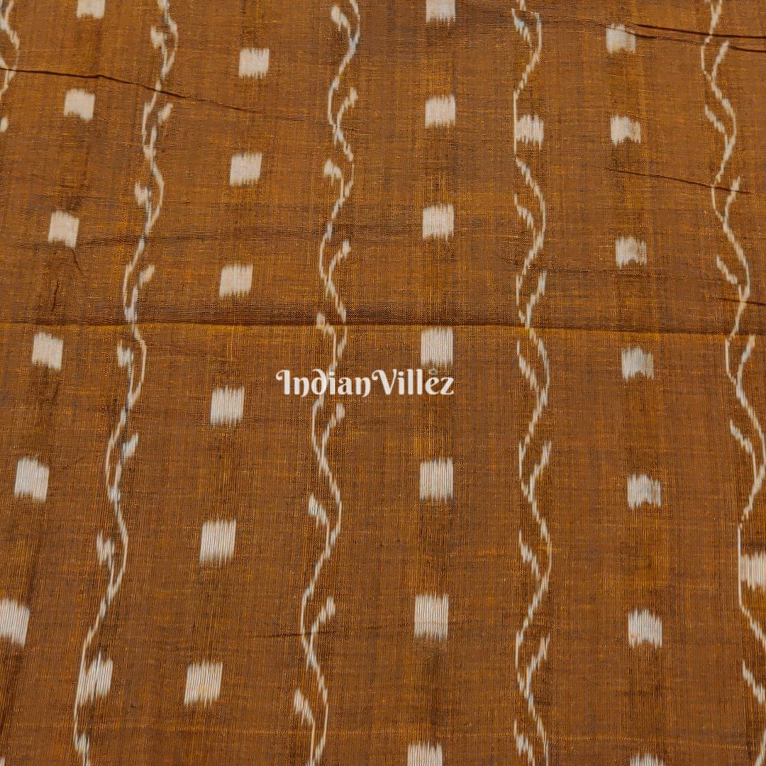Golden Tipa Design Sambalpuri Odisha Ikat Cotton Fabric