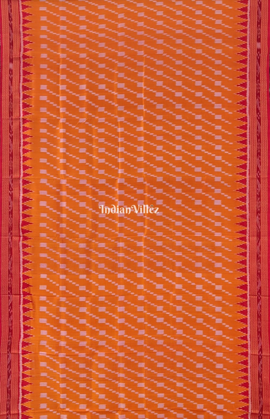Orange Red Odisha Ikat Khandua Silk Saree
