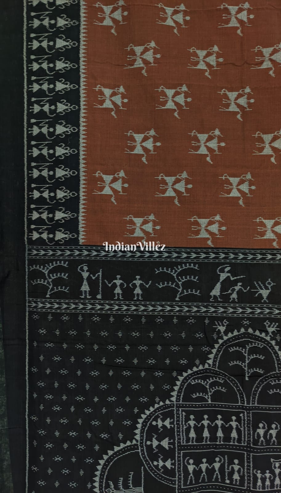 Chocolate Tribal Contemporary Sambalpuri Cotton Saree