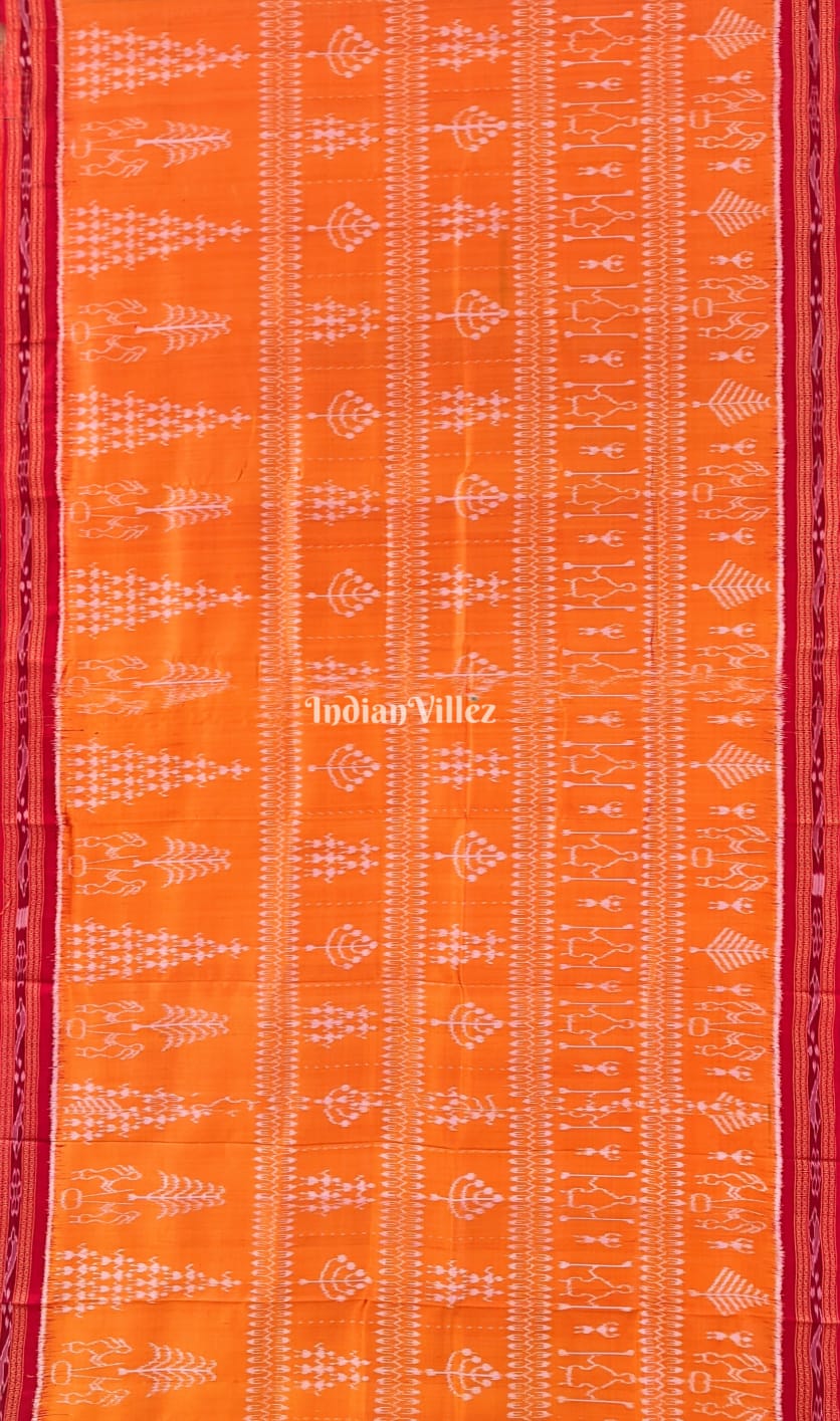 Mustard Yellow Tribal Theme Odisha Ikat Khandua Silk Saree