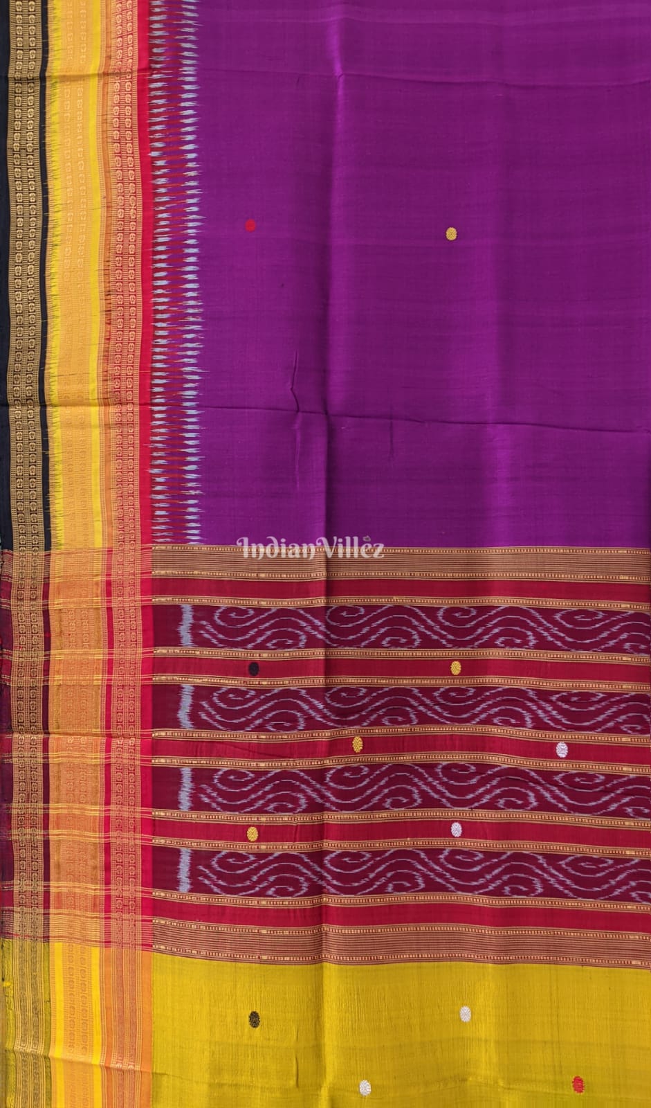 Aubergine Purple Odisha Ikat Kathiphera Silk Saree
