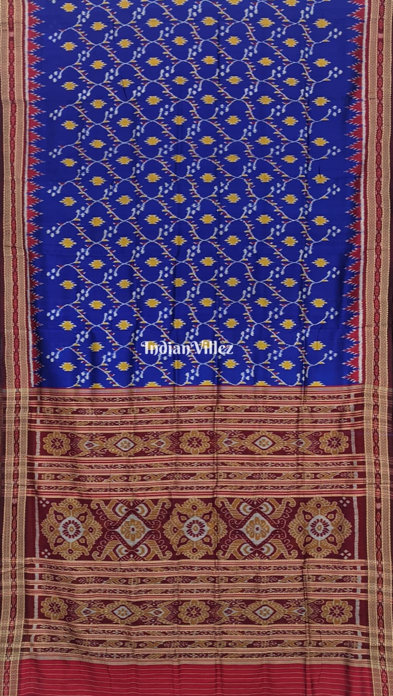 Blue Ganthia Dali Revival Odisha Handloom Khandua Silk Saree