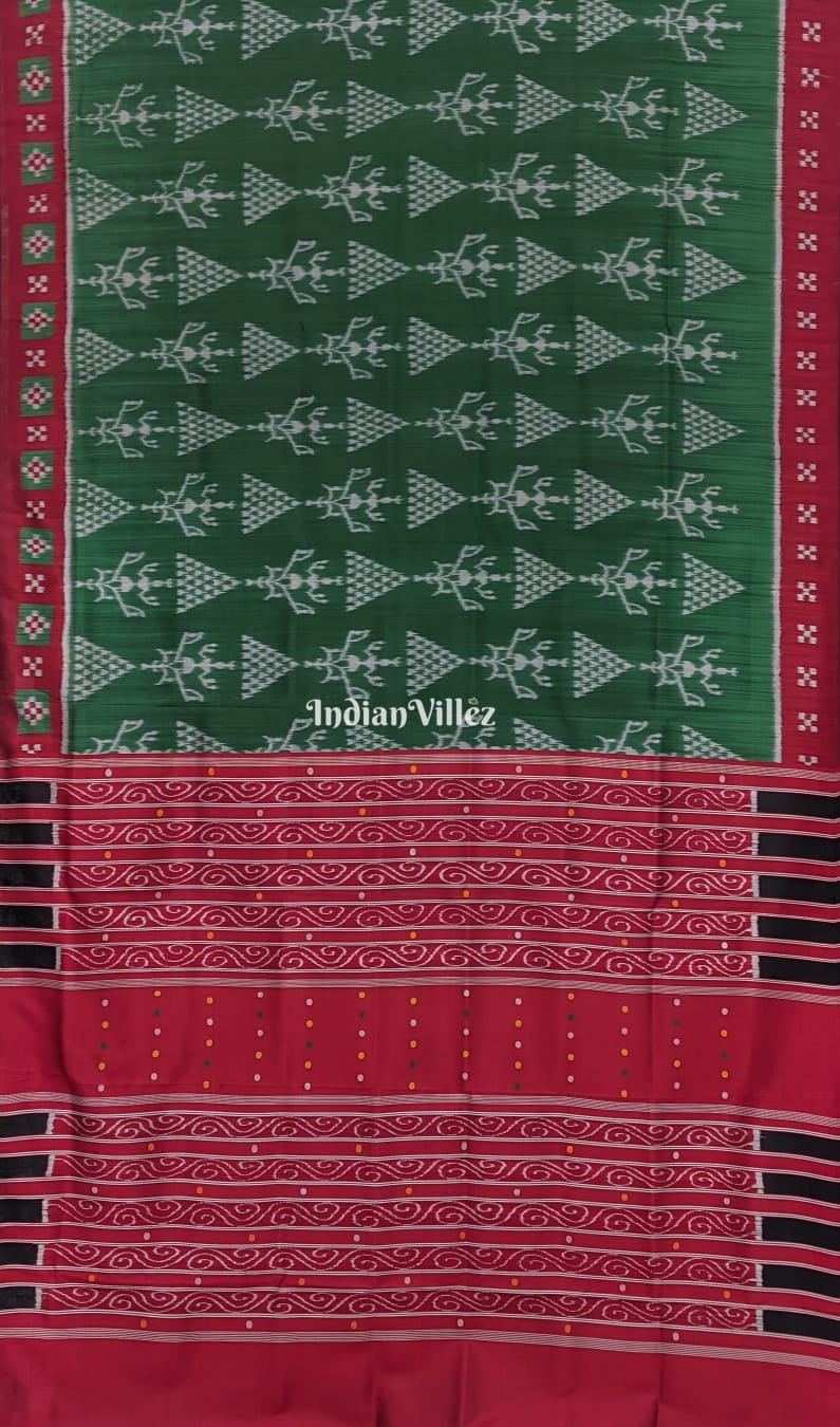 Mehndi Green Tribal Border Pasapali Contemporary Silk Saree