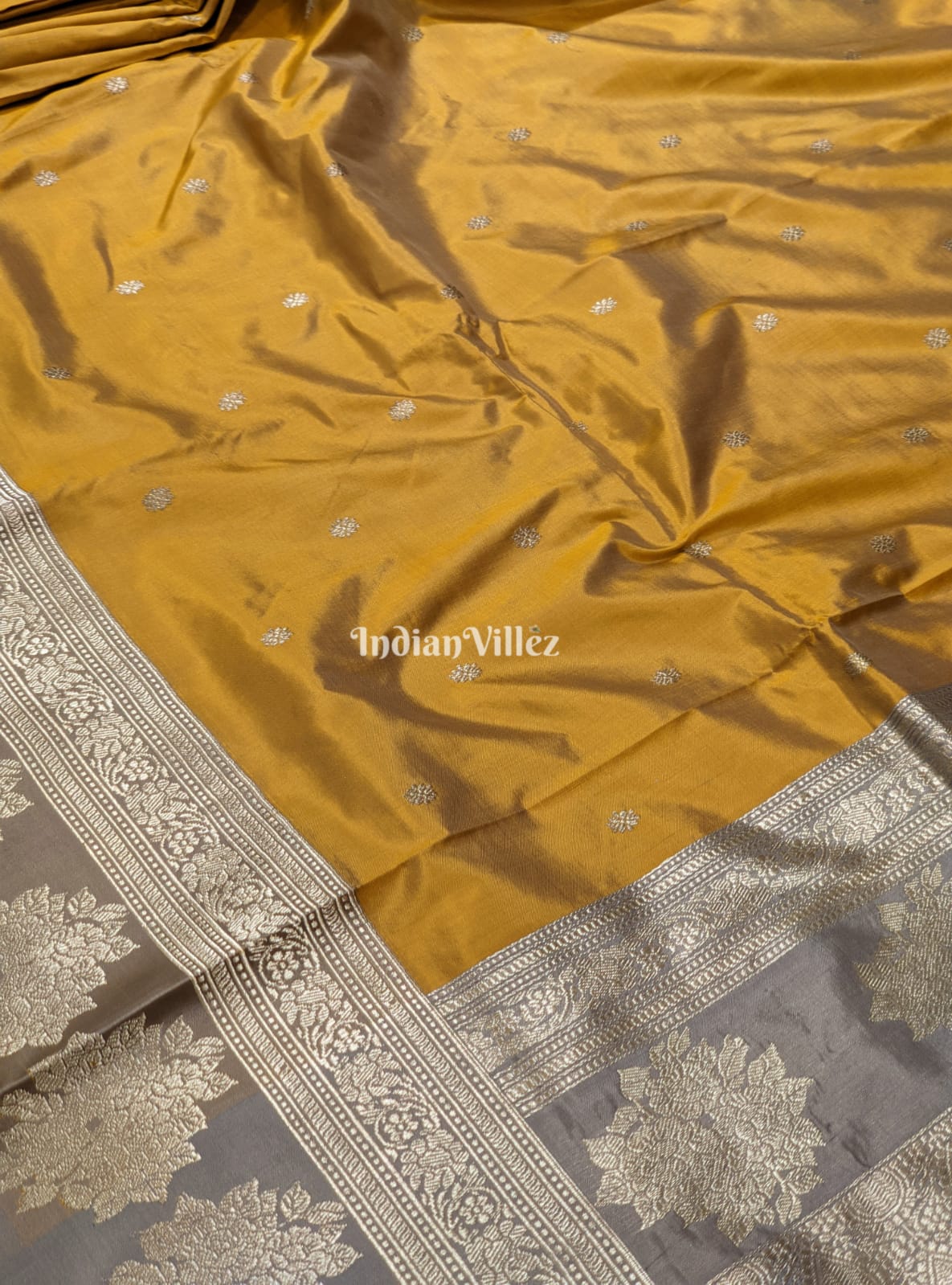 Mustard Yellow Pure Banarasi Katan Silk Saree