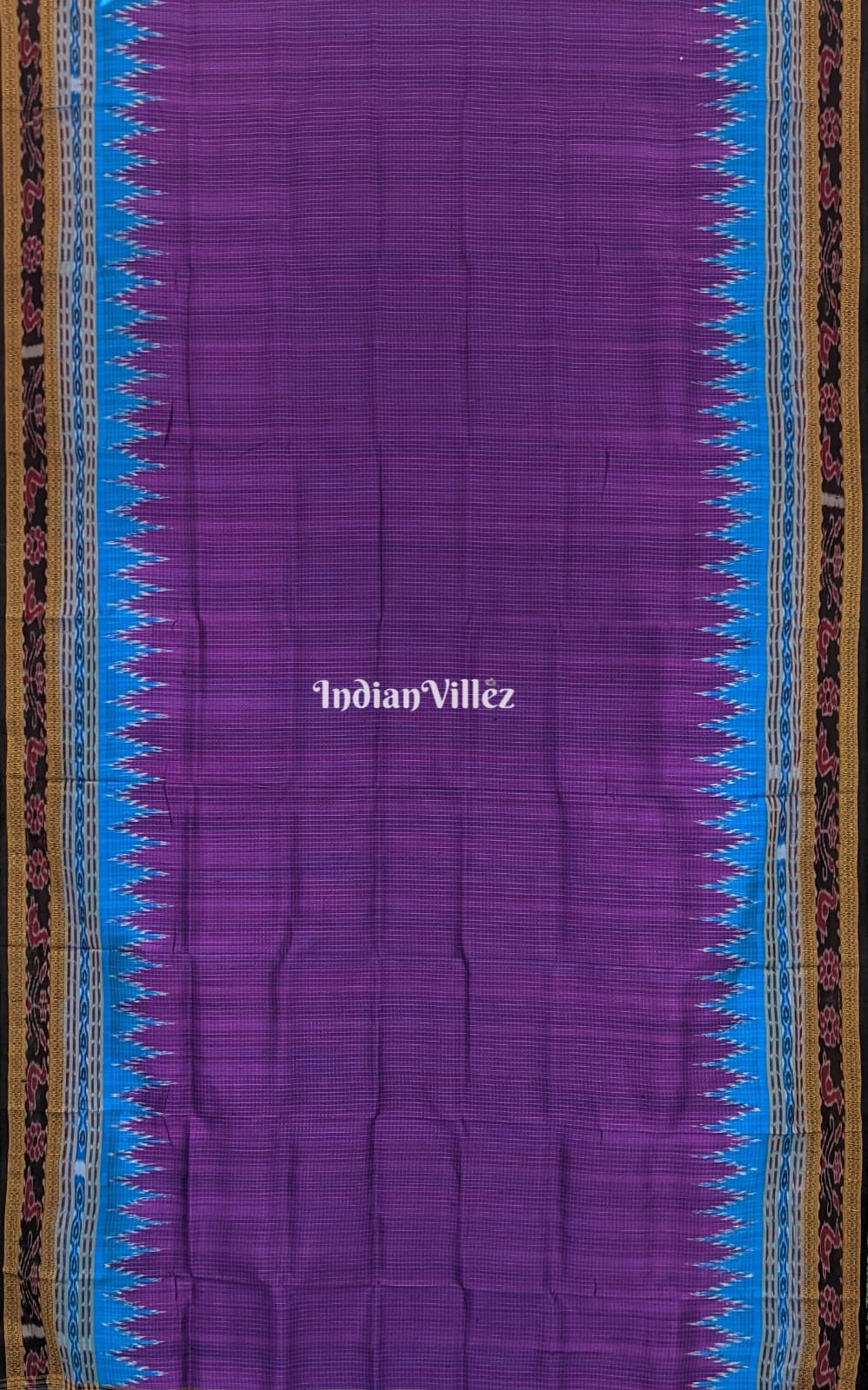 Violet with Red Checks Sachipar Odisha Handloom Khandua Silk Saree
