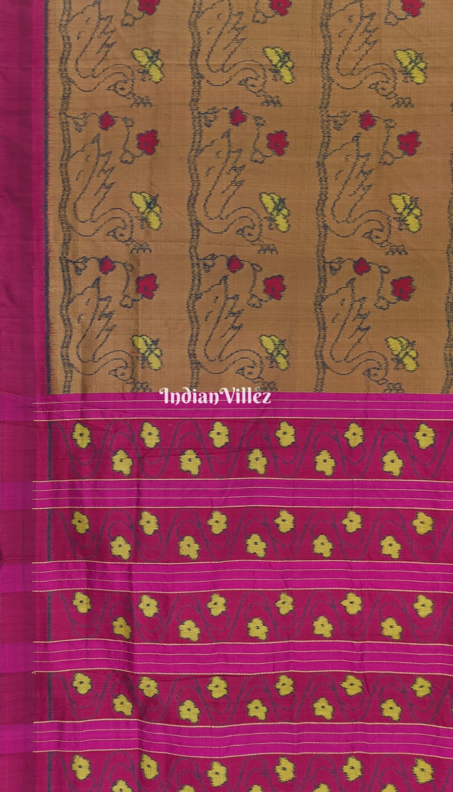 Mustard Color Flower and Swan Design Contemporary Silk Saree