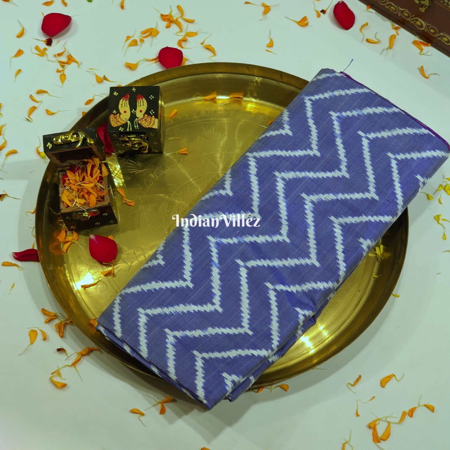 Navy Blue Pochampally Ikat Silk Saree
