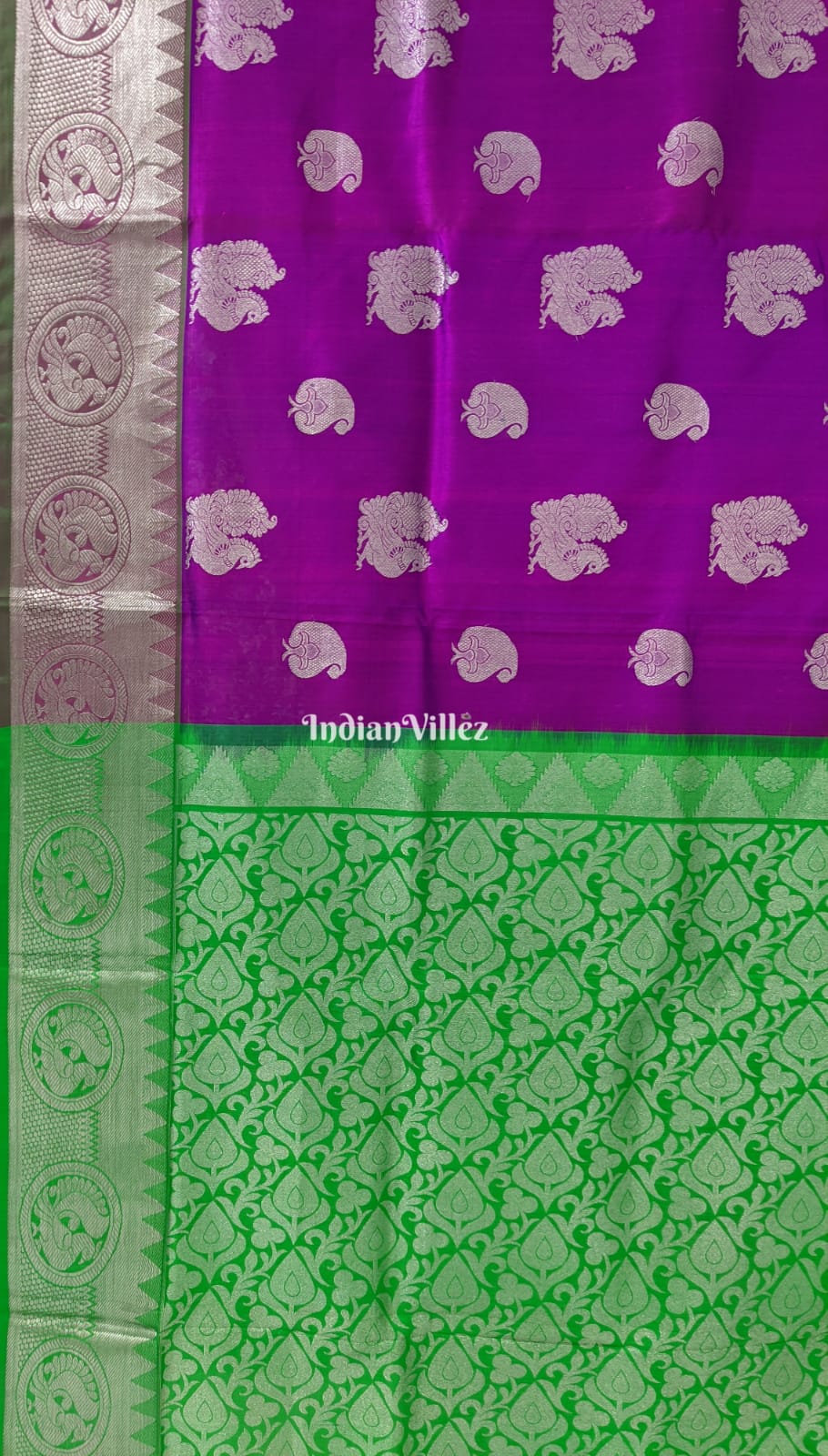 Purple Green South Handloom Venkatagiri Silk Saree