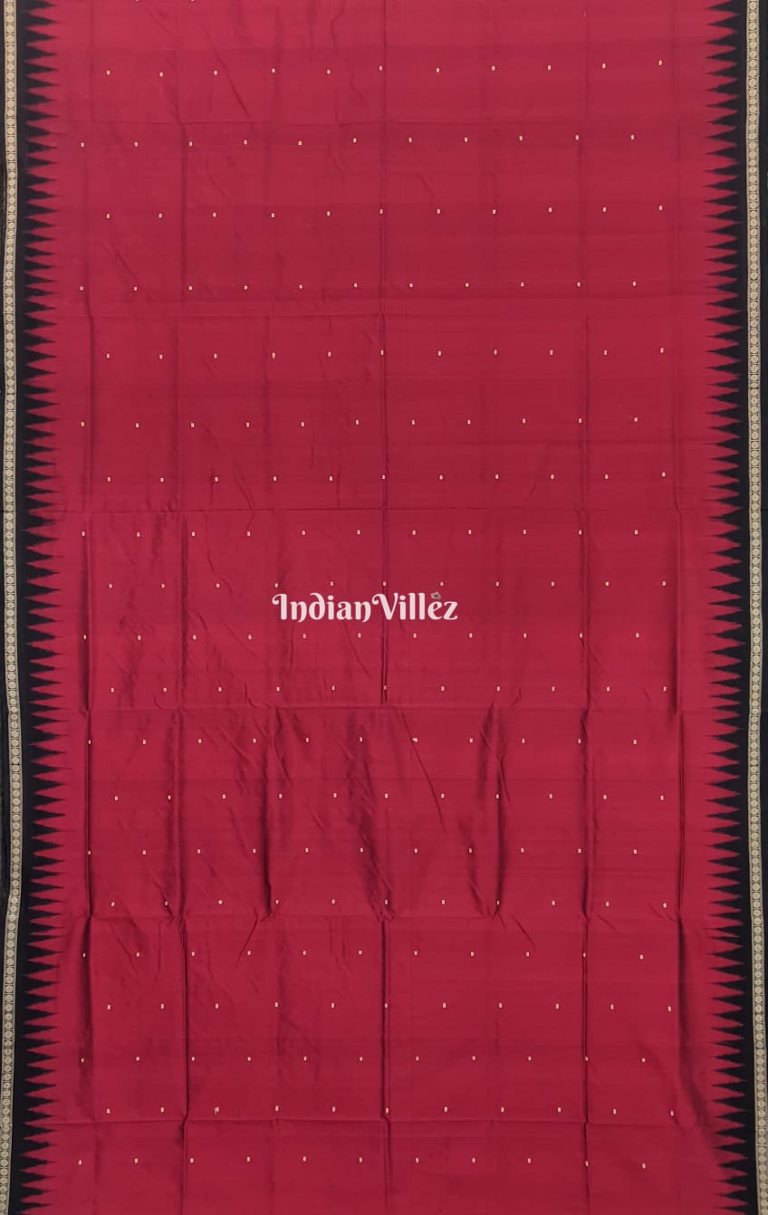 Red Black Odisha Ikat Bomkai Silk Saree