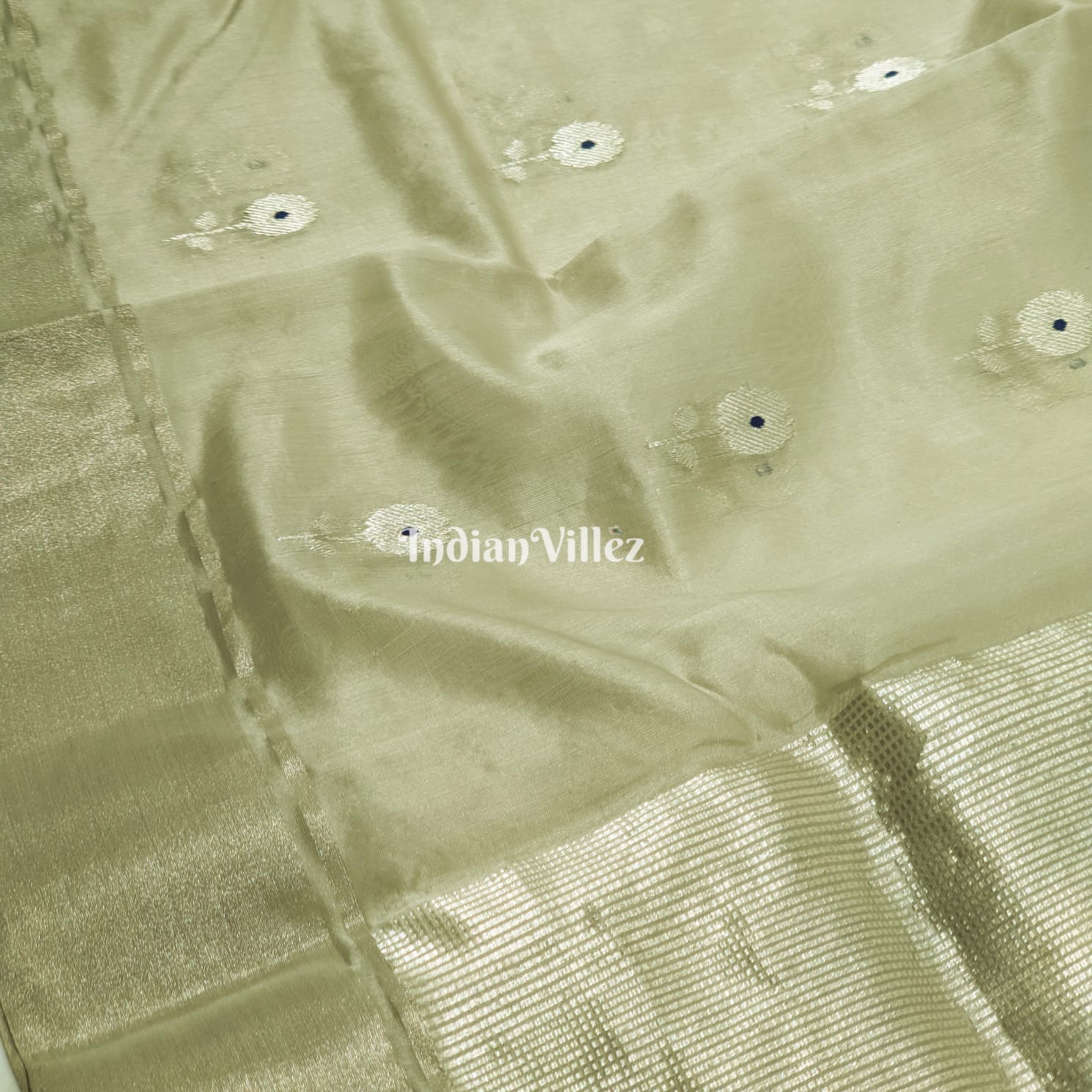 Mint Green Pure Chanderi Silk Saree