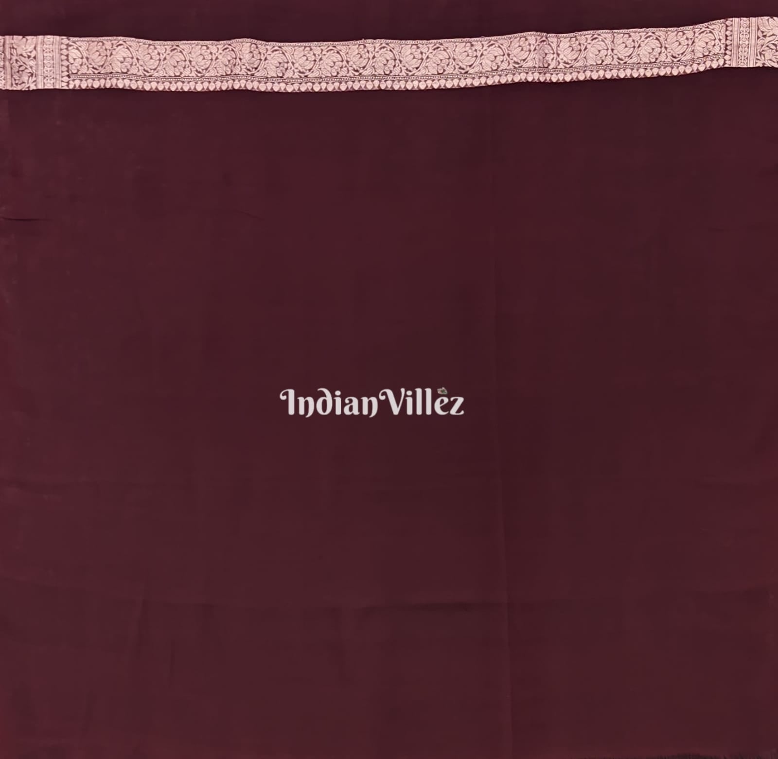 Chocolate Brown Banarasi Handloom Khaddi Chiffon Saree