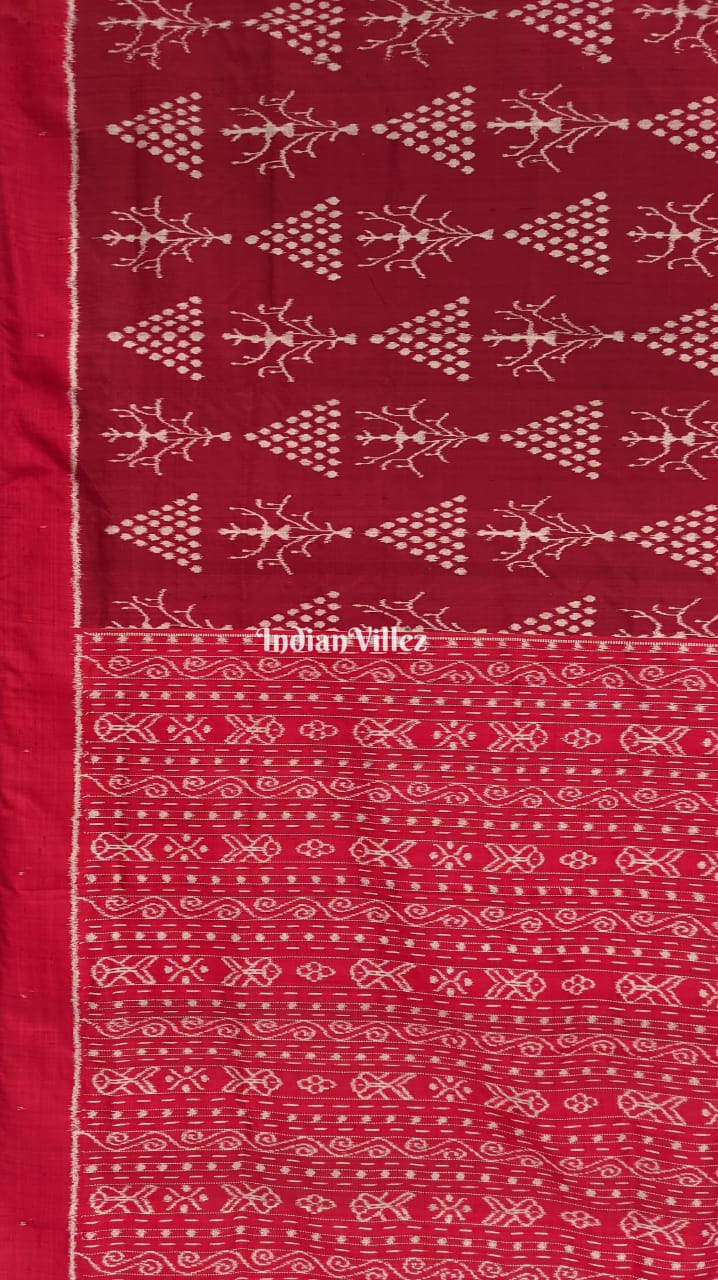 Maroon Jhoti Chitrakari Odisha Handloom Silk Saree