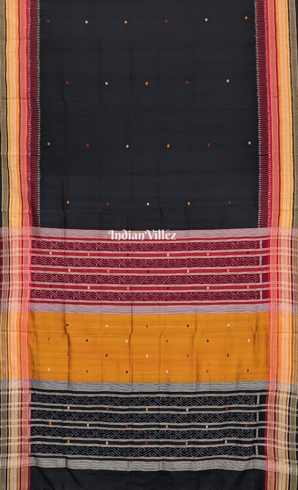 Black Kathiphera Ikat Odisha Handloom Silk Saree