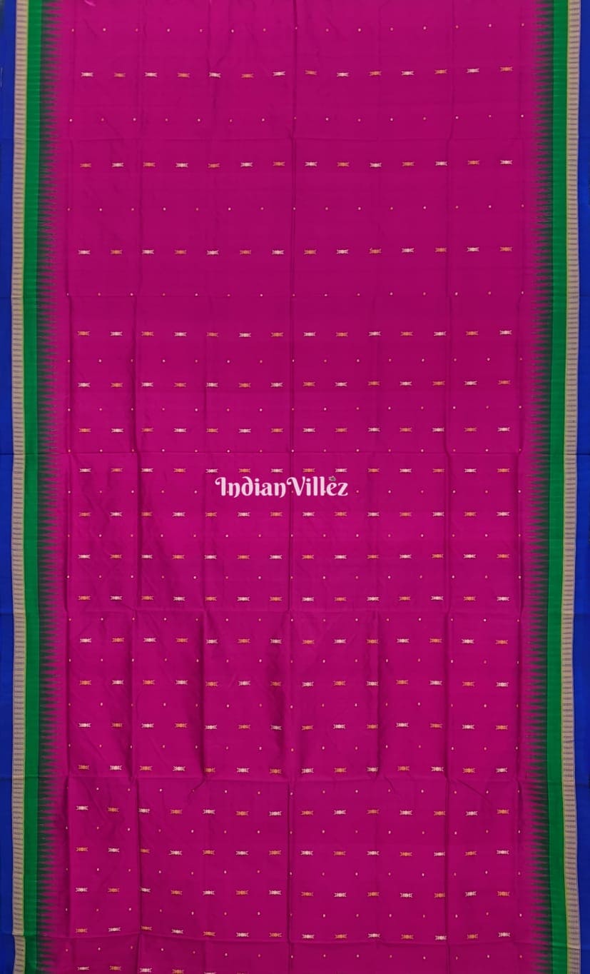 Magenta Ganjam Bomkai Sambalpuri Ikat Silk Saree