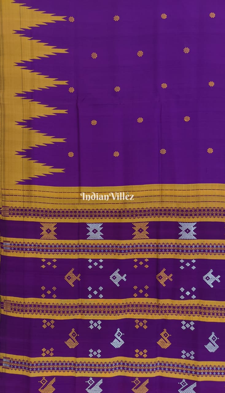 Purple Berhampuri Single Palla Odisha Handloom Silk Saree