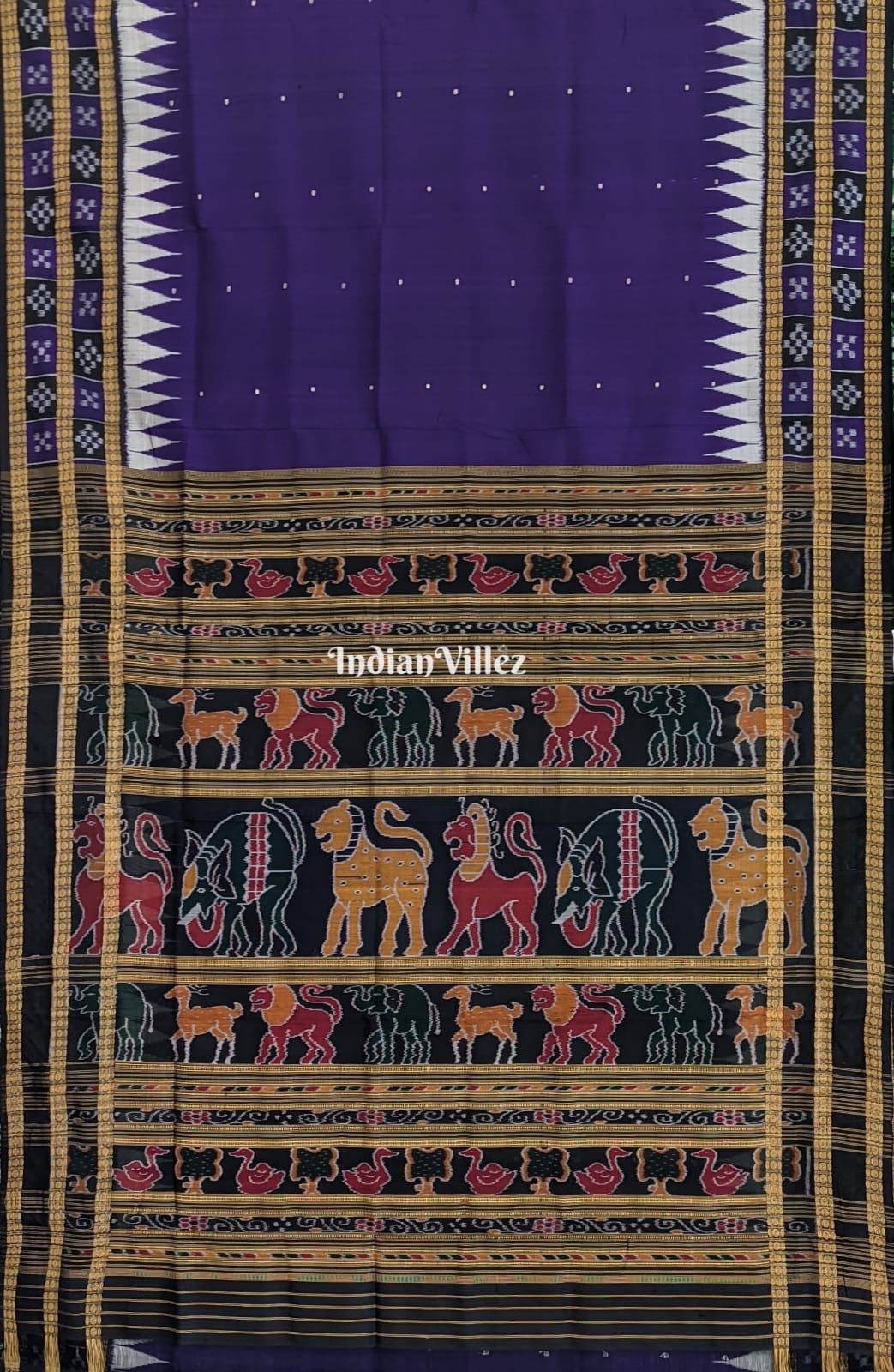 Blue Double Border Pasapali Khandua Silk Saree