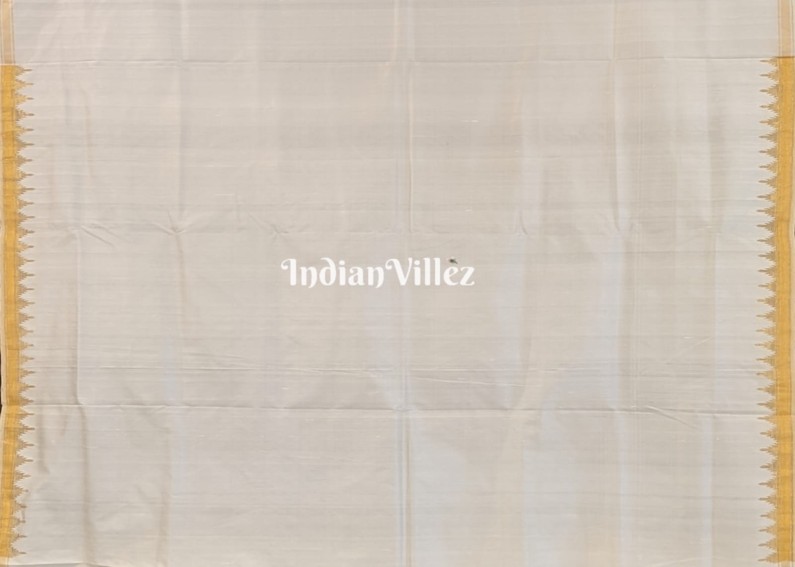 Golden White Phoda Kumbha Sambalpuri Ikat Silk Saree with Tissue Border
