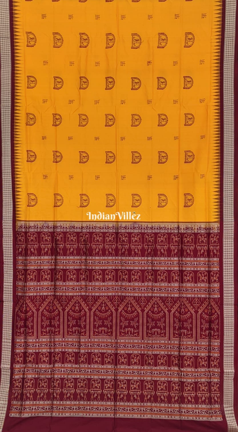 Yellow Tribal Theme Sambalpuri Bomkai Silk Saree
