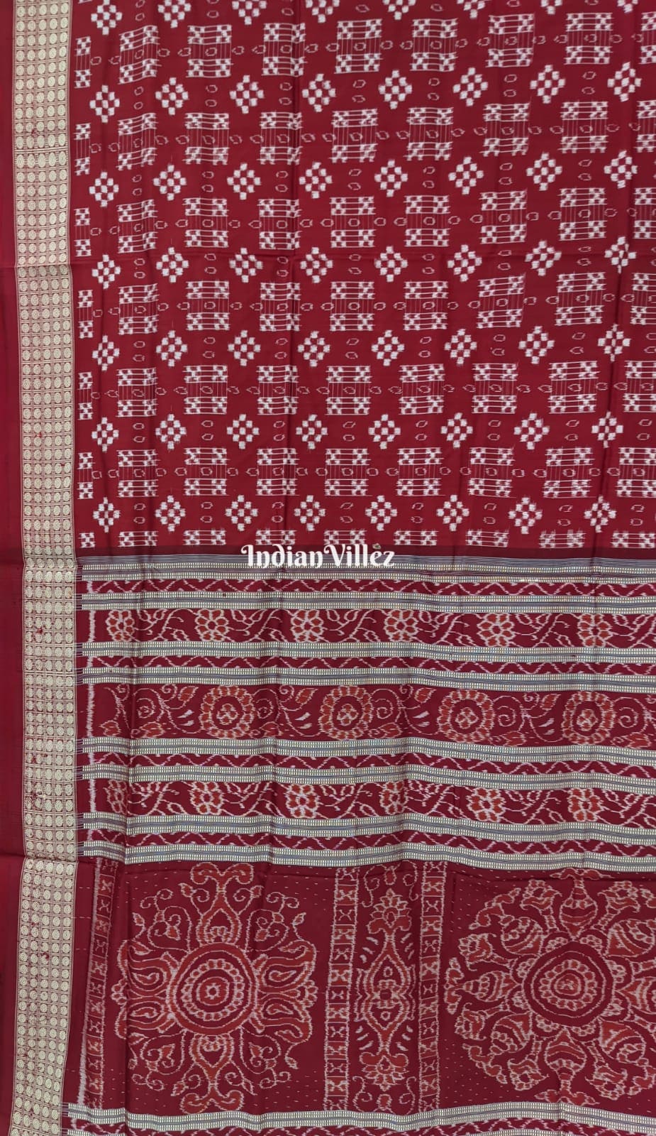 Maroon 45 Kothi Sambalpuri Pasapali Silk Saree