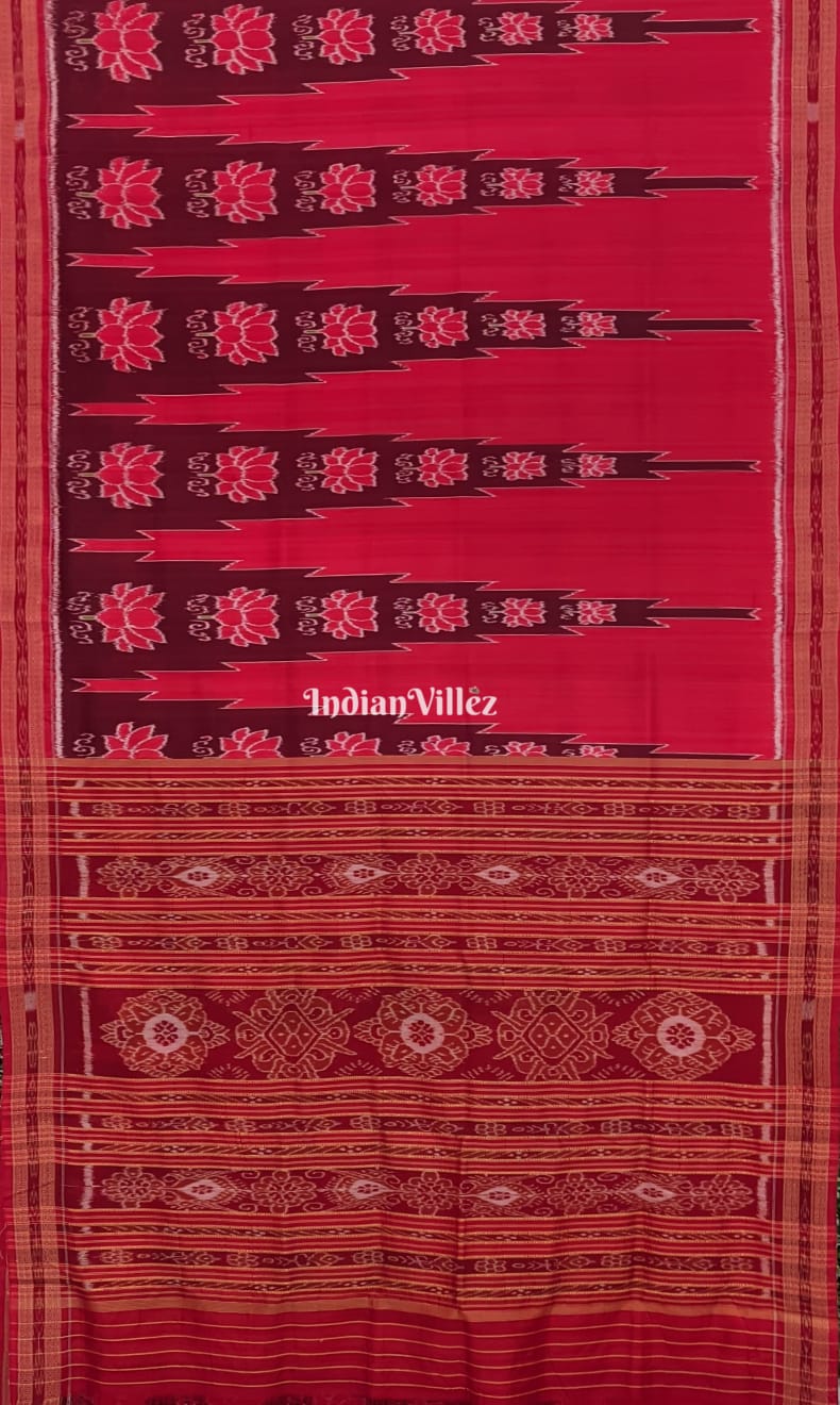 Red Lotus Odisha Handloom Khandua Silk Saree
