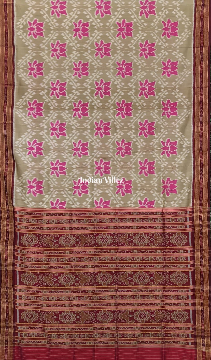 Pista Green Lotus Odisha Handloom Khandua Silk Saree