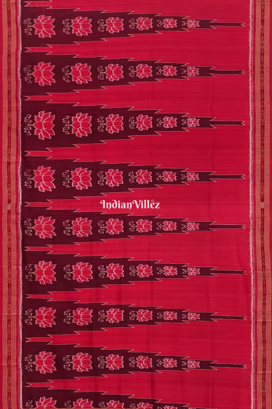 Red Lotus Odisha Handloom Khandua Silk Saree