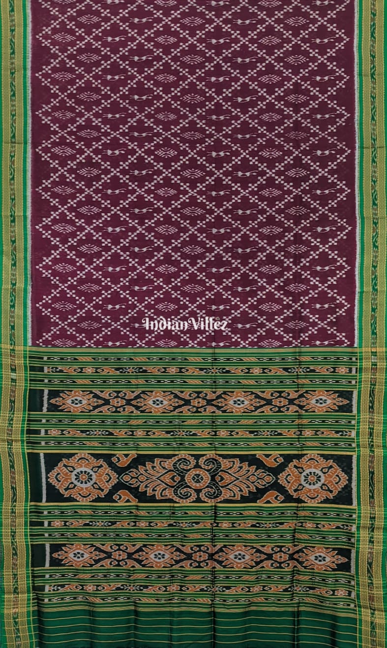 Grape Pink Tribal Theme Odisha Ikat Khandua Silk Saree