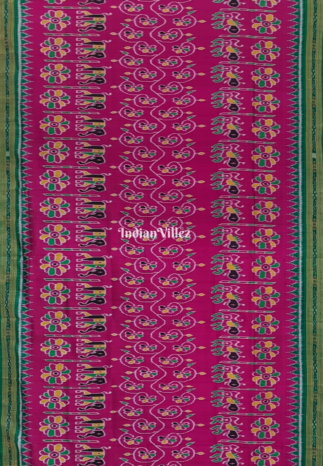 Rani Pink Odisha Ikat Khandua Silk Saree