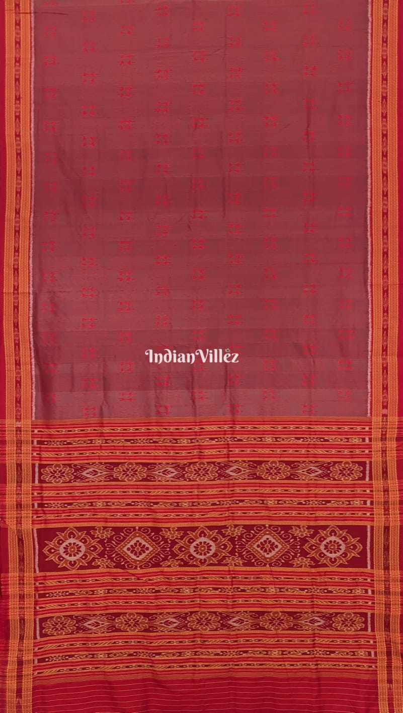 Red Tribal Odisha Handloom Khandua Ikat Silk Saree